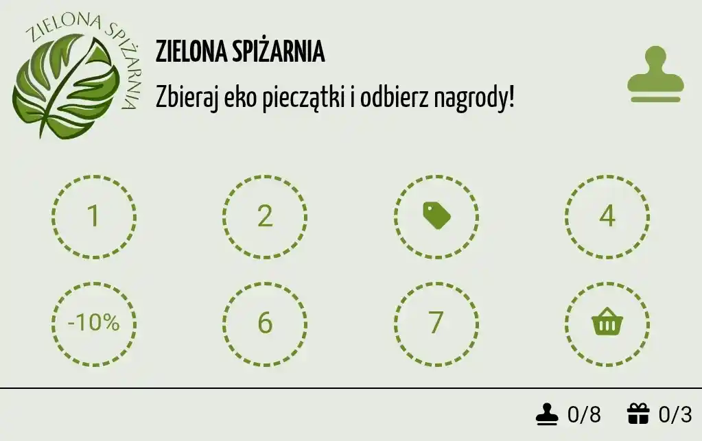 Karta na pieczątki sklepu ze zdrową żywnością