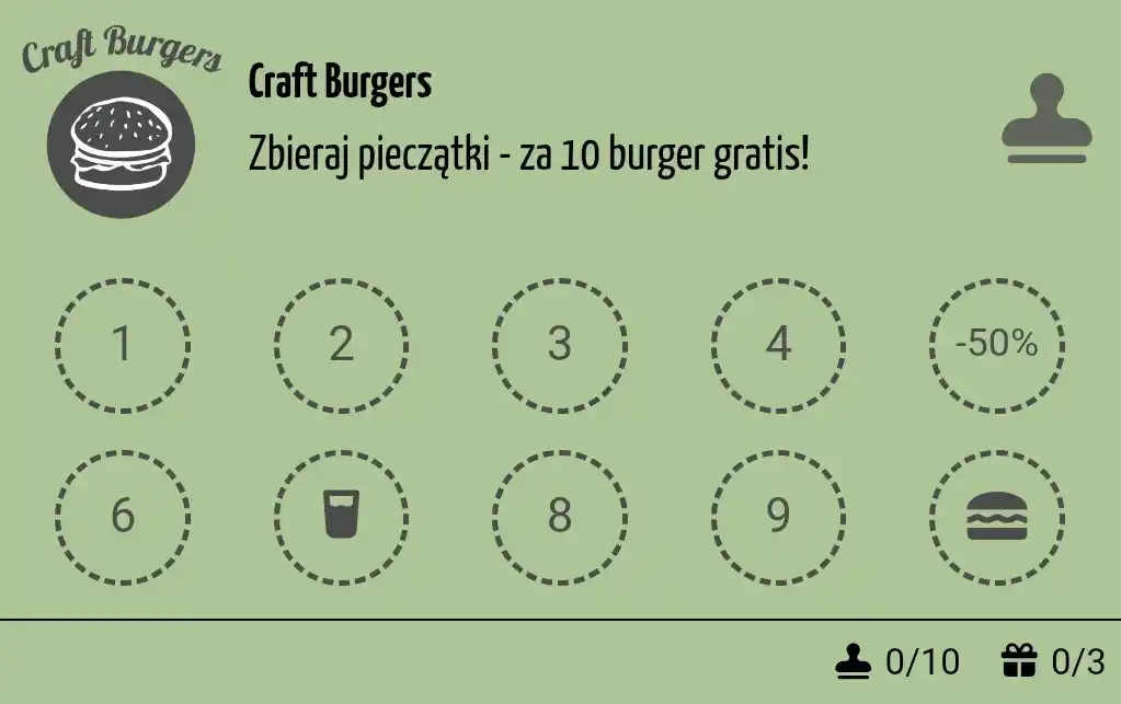 Karta na pieczątki w telefonie dla gastronomii