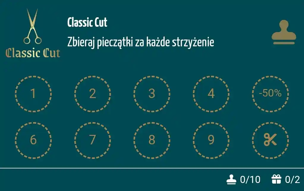 Cyfrowa karta na pieczątki dla zakładu fryzjerskiego